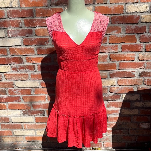 Free People Other - Free People Red Gauze and Lace Coverup 4